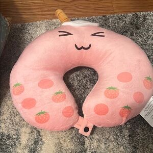 Cute Pink Strawberry Neck Pillow